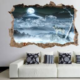 Wolf Moon Night Wall Sticker Mural Decal Print Art Ej15 - thumbnail 2