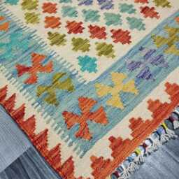 Kilim Rug Classic, Handmade Artisan Afghan Turkish Scandinavian Navajo Bohemian Wool Flatweave Multicolour 129x88 cm - thumbnail 3