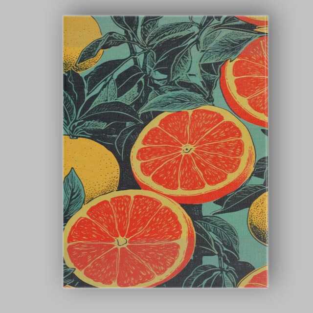 Vintage Grapefruit Citrus Botanical Pattern Canvas Wall Art Print Decor Picture Ready To Hang - image 1