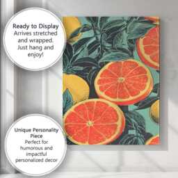 Vintage Grapefruit Citrus Botanical Pattern Canvas Wall Art Print Decor Picture Ready To Hang - thumbnail 3