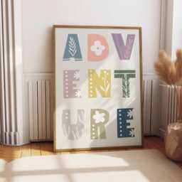 Adventure Floral Typography Print Kids Bedroom Wall Art - thumbnail 1