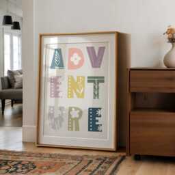 Adventure Floral Typography Print Kids Bedroom Wall Art - thumbnail 3