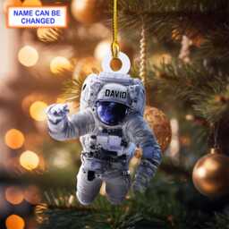 Custom Name Astronaut Outer Space Personalized Ornament, Christmas Tree Hanging Decor, Flat 2D Ornament