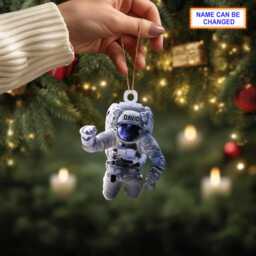 Custom Name Astronaut Outer Space Personalized Ornament, Christmas Tree Hanging Decor, Flat 2D Ornament - thumbnail 2