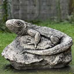 Concrete Lizard Sculpture Outdoor Reptile Statue Stone Animal Ornament Cement On A Rock Decoration Garden Figurine Lover Gift - thumbnail 1