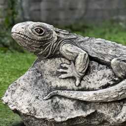Concrete Lizard Sculpture Outdoor Reptile Statue Stone Animal Ornament Cement On A Rock Decoration Garden Figurine Lover Gift - thumbnail 3