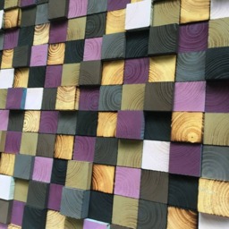 Reclaimed Wood Wall Art - 3D Geometric Mosaic, Shades Of Brown & Purple - thumbnail 4