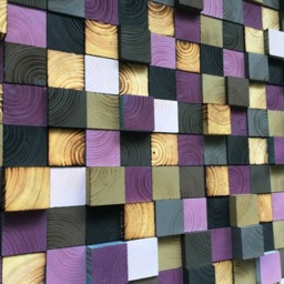 Reclaimed Wood Wall Art - 3D Geometric Mosaic, Shades Of Brown & Purple - thumbnail 2