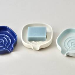 Porcelain Soap Dish With Spout For A Clean, Calm, Sink. Handmade Ceramic From Spain. 4 Colours Available - thumbnail 3