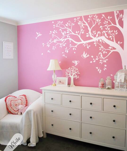 White Tree Decals Large Nursery Corner Sticker Wall Mural Removable Vinyl Wall Art - Kw006Ex - image 1