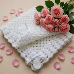 Crochet Baby Blanket, Hat & Booties Set, Shower Gift - thumbnail 3