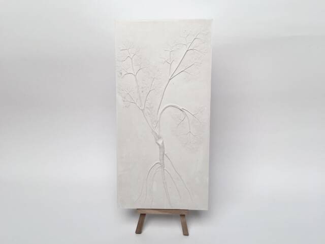 Tile Parsley Root Cast. Botanical Decorative Unique Plaster Wall Art Frame Wood Concrete Impression Pressed Flowers Eco Friendly - image 1