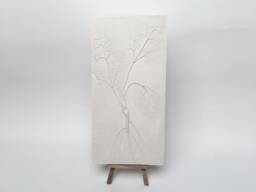 Tile Parsley Root Cast. Botanical Decorative Unique Plaster Wall Art Frame Wood Concrete Impression Pressed Flowers Eco Friendly