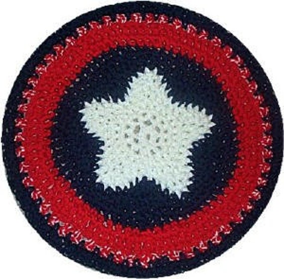 Deck Doily Rug Patriotic Red White Blue Circle Rug With Star Usa