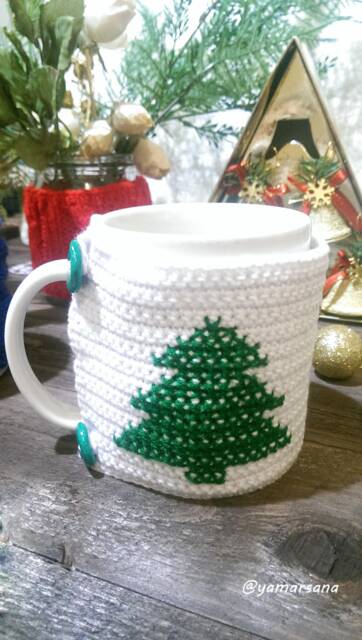 White Sweater Mug With Christmas Tree Funny Cup Cozy Christmas Knitting Crochet Mug Coffee Gift Crochet Color Choice - image 1