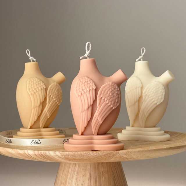 Heart With Wings Soy Candle Hand-Poured Sculptural Art - image 1