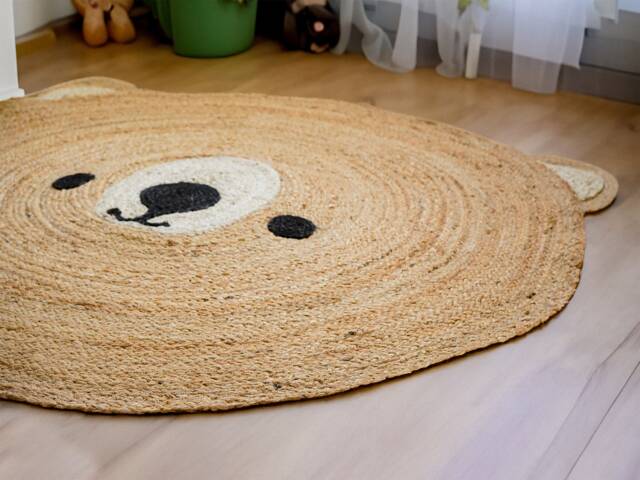 Teddy Rug, Kids Nursery Mat, Jute Round Mat - Perfect For Nurseries & Playrooms Eco-Friendly Sustainable Pet Friendly Decor - image 1