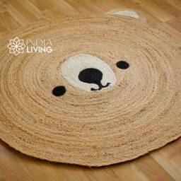 Teddy Rug, Kids Nursery Mat, Jute Round Mat - Perfect For Nurseries & Playrooms Eco-Friendly Sustainable Pet Friendly Decor - thumbnail 3
