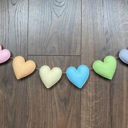 Felt Heart Garland, Wool Bunting, Baby Nursery Decor - thumbnail 2