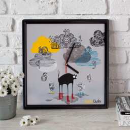 Cat Lovers Wall Clock Oil Painted Illustration, Kids Room Decor Nursery Art - thumbnail 2