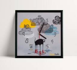 Cat Lovers Wall Clock Oil Painted Illustration, Kids Room Decor Nursery Art - thumbnail 1