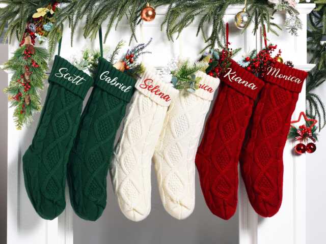 Personalized Family Christmas Stockings, 2025 Stockings With Name, Holiday Custom Knitted Stockings, Holiday Decor Gift - image 1