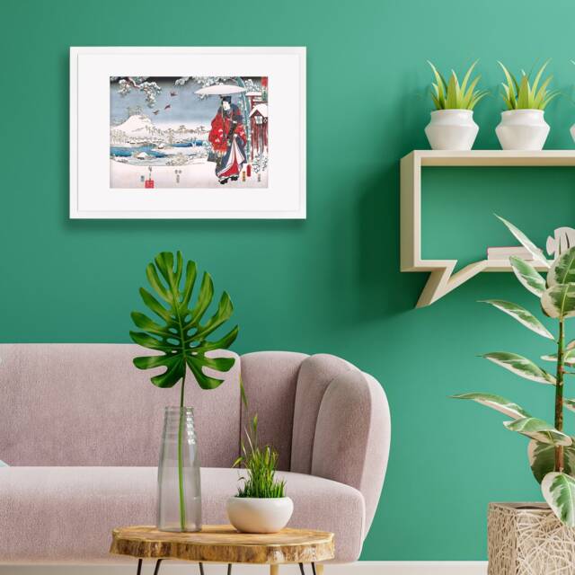 Japanese Art Prince Genji Framed Mounted Ukiyo-E Wall Decor Print Poster Woodblock Maiko Geisha Kimono Bijin Tattoo Calligraphy Beautiful - image 1