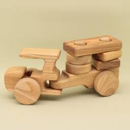 Wooden Tractor Toy Montessori Stacking Blocks, Handmade Ash Wood - thumbnail 2