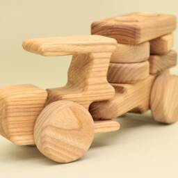 Wooden Tractor Toy Montessori Stacking Blocks, Handmade Ash Wood - thumbnail 3
