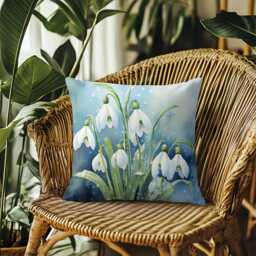 Snowdrops Floral Pillow Cover Elegant Spring Canvas Cushion - thumbnail 2