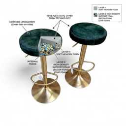 Swivel Emerald Green Cowhide Bar Stool - Counter Asjustable Stools Genuine Cow Hide - Gl - thumbnail 4