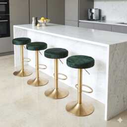 Swivel Emerald Green Cowhide Bar Stool - Counter Asjustable Stools Genuine Cow Hide - Gl - thumbnail 1