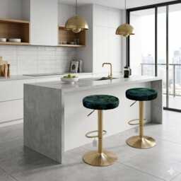 Swivel Emerald Green Cowhide Bar Stool - Counter Asjustable Stools Genuine Cow Hide - Gl - thumbnail 3
