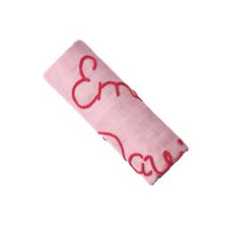 Personalized Hand-Lettered Baby Swaddle - Custom Embroidered Newborn Blanket - thumbnail 2