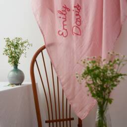 Personalized Hand-Lettered Baby Swaddle - Custom Embroidered Newborn Blanket - thumbnail 3