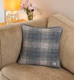 Atmospheric Scottish Bluebell Wood Harris Tweed Cushion // Handmade Photograph From Scotland Wild Flower - thumbnail 3