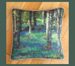 Atmospheric Scottish Bluebell Wood Harris Tweed Cushion // Handmade Photograph From Scotland Wild Flower