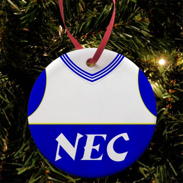 Everton 1985 Retro Home Shirt Kit Christmas Tree Decoration Bauble Flat Ceramic Great Gift