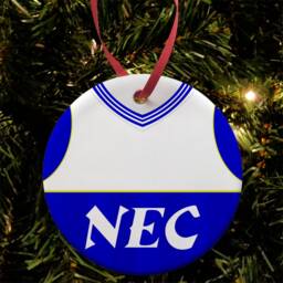 Everton 1985 Retro Home Shirt Kit Christmas Tree Decoration Bauble Flat Ceramic Great Gift