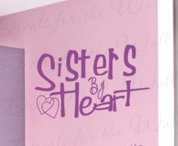 Sisters By Heart Girl Room Kids Nursery Large Wall Decal Adhesive Vinyl Quote Saying Lettering Decoration Sticker Decor Art B54 - thumbnail 1