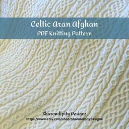 Celtic Aran Afghan Knitting Pattern - Blanket - PDF Pattern