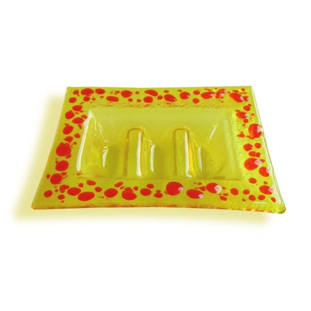 Yellow & Orange Murano Glass Soap Dish - Lapilli Series, Fused Dish, Unique Gift Made in Italy - image 1