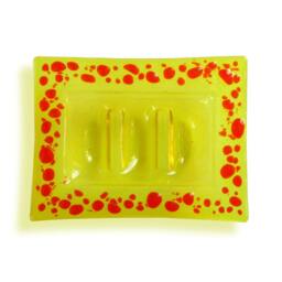 Yellow & Orange Murano Glass Soap Dish - Lapilli Series, Fused Dish, Unique Gift Made in Italy - thumbnail 2