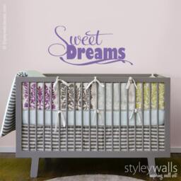 Sweet Dreams Wall Decal, Vinyl Lettering Sticker, Girls Boys Bedroom Baby Nursery Decal - thumbnail 2