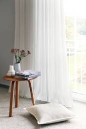 Blanca Woven Crinkle Curtain Fabric By The Meter, 3 Meters High, Gardisette Jab, 4 Colors - thumbnail 1