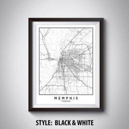 Memphis Tn Map Poster Vintage Style City Art Print - thumbnail 2