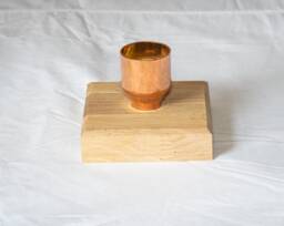Handcrafted Oak Tea Light Holder With Copper Candle Cup - thumbnail 1