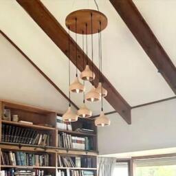 Ceramic Cluster Chandelier, Contemporary Staircase & Double Height Lighting - Naaya Mini Morning Bell - thumbnail 3