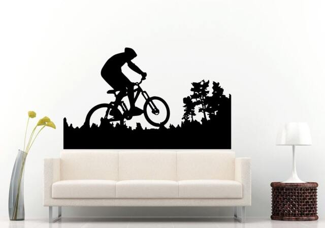 Bicycle Rider On A Mountain Bike Sport Wall Decal Vinyl Sticker Mural Room Decor L1016 - image 1