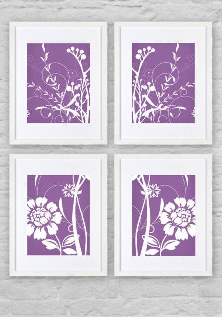 Floral Pattern Wall Art 4 Connecting Prints - Digital Download - image 1